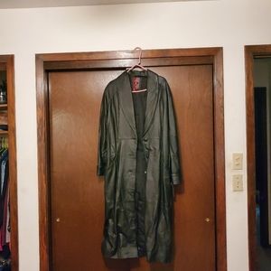 Full length leather coat